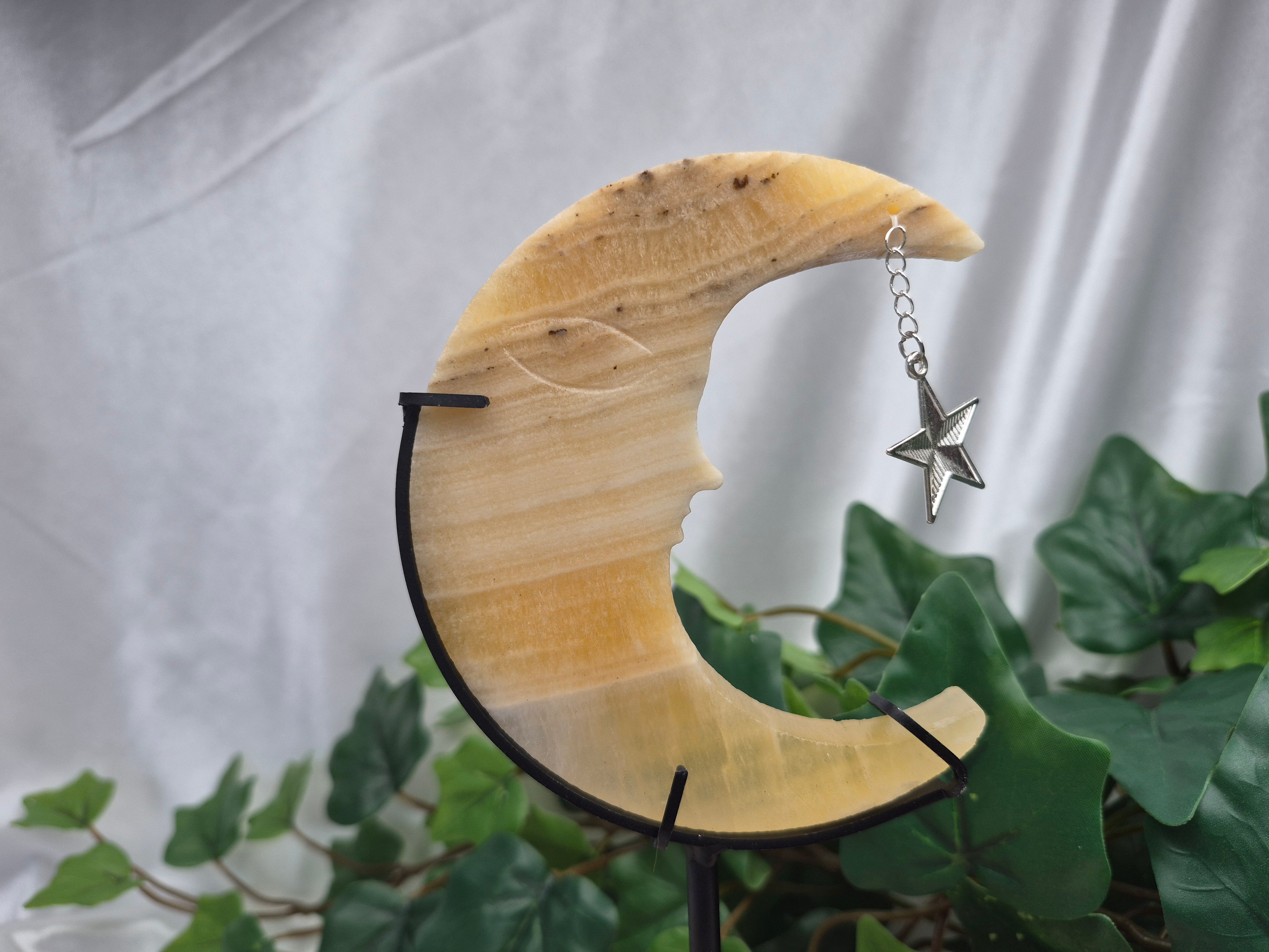 ORANGE CALCITE MOON W/STAND