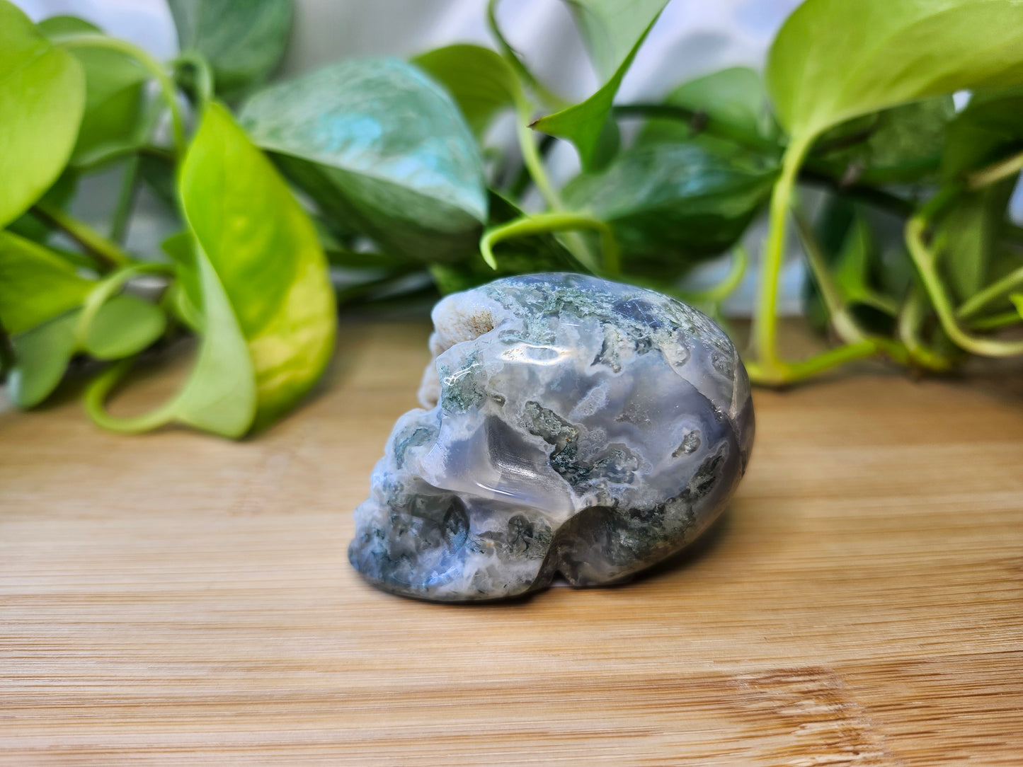 MOSS AGATE SKULL