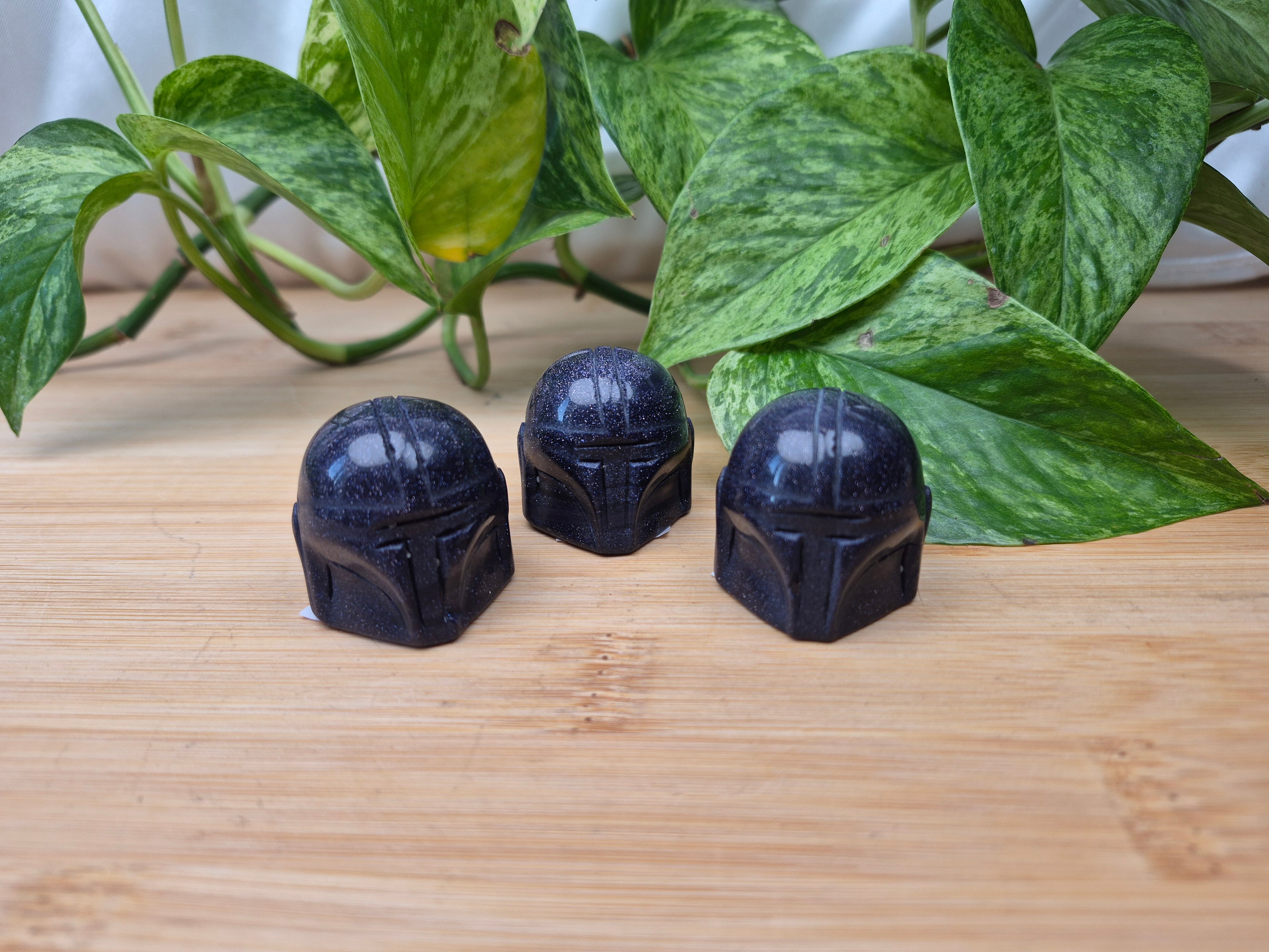 BLUE GOLDSTONE MANDO HELMET