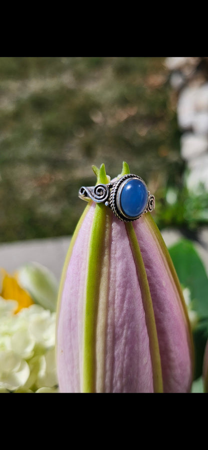 S6.25 BLUE CHALCEDONY RING .925 STERLING SILVER