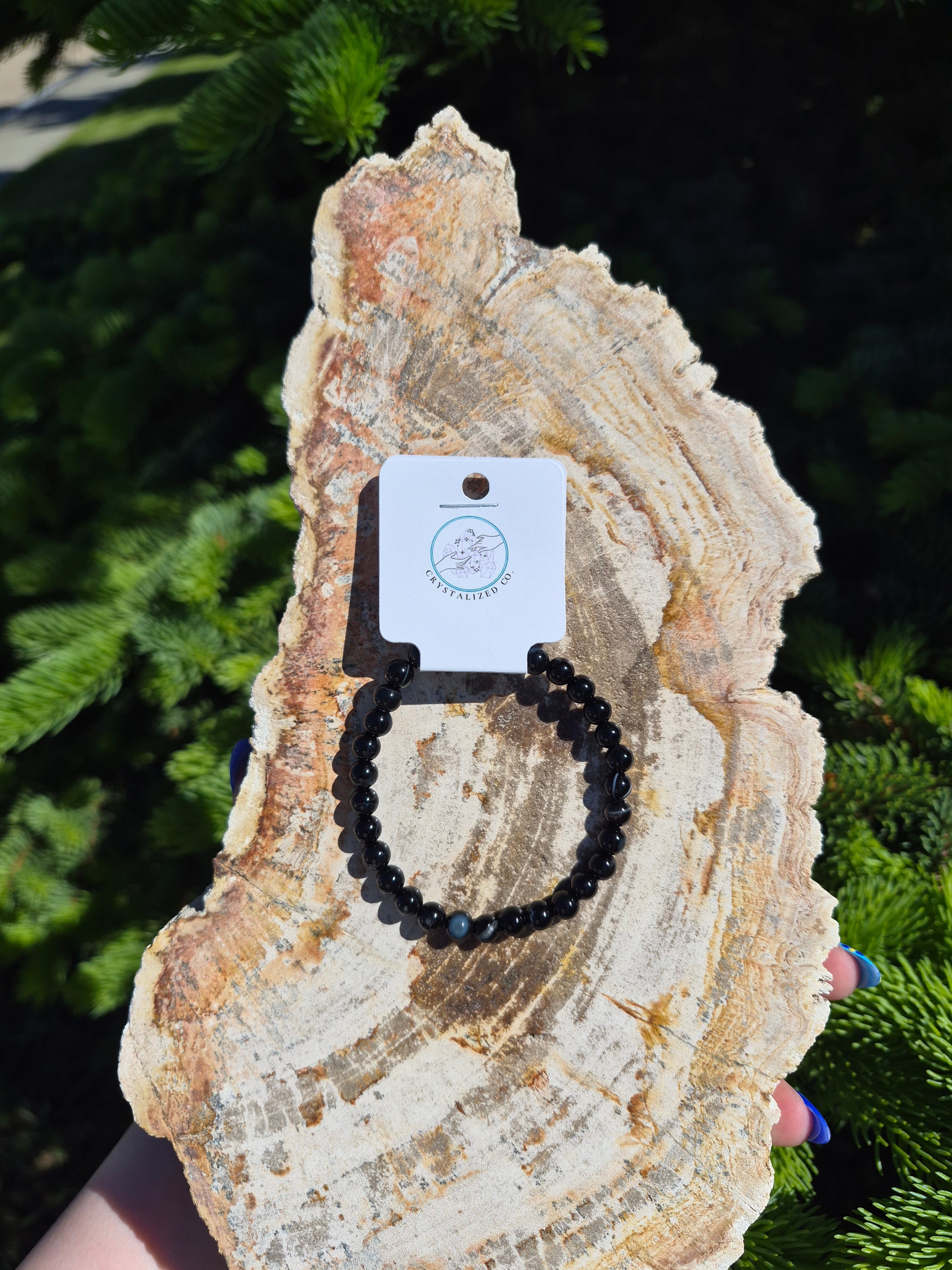 6MM BLACK AGATE BRACELET