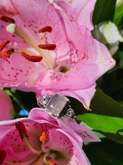 S7.5 ROSE QUARTZ .925 STERLING SILVER