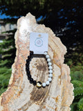 8MM OBSIDIAN AND HOWLITE BRACELET
