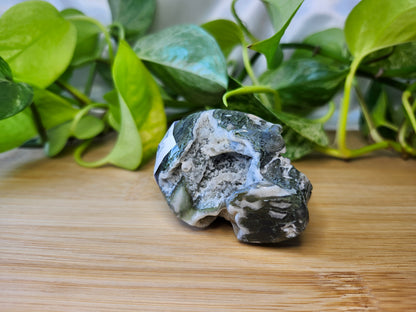 MOSS AGATE SKULL