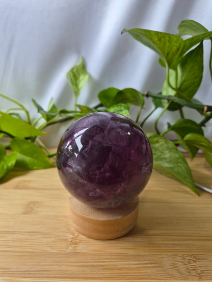FLUORITE SPHERE W/LIGHT BASE