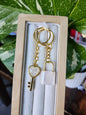 ROSE QUARTZ LOCK AND KEY KEYCHAIN SET