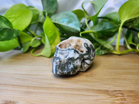 MOSS AGATE SKULL