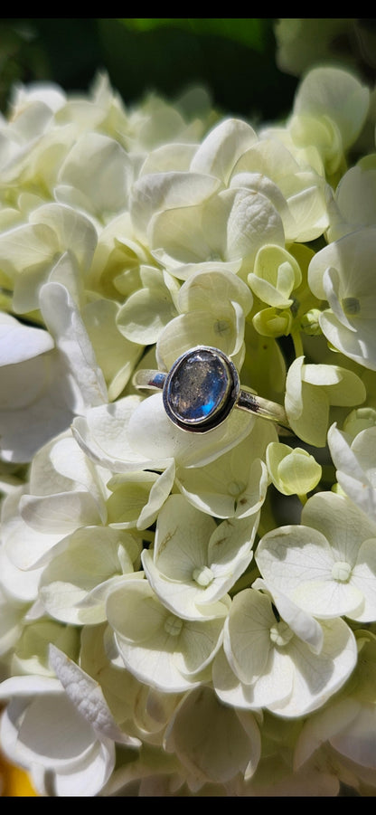 S8 LABRADORITE RING .925 STERLING SILVER