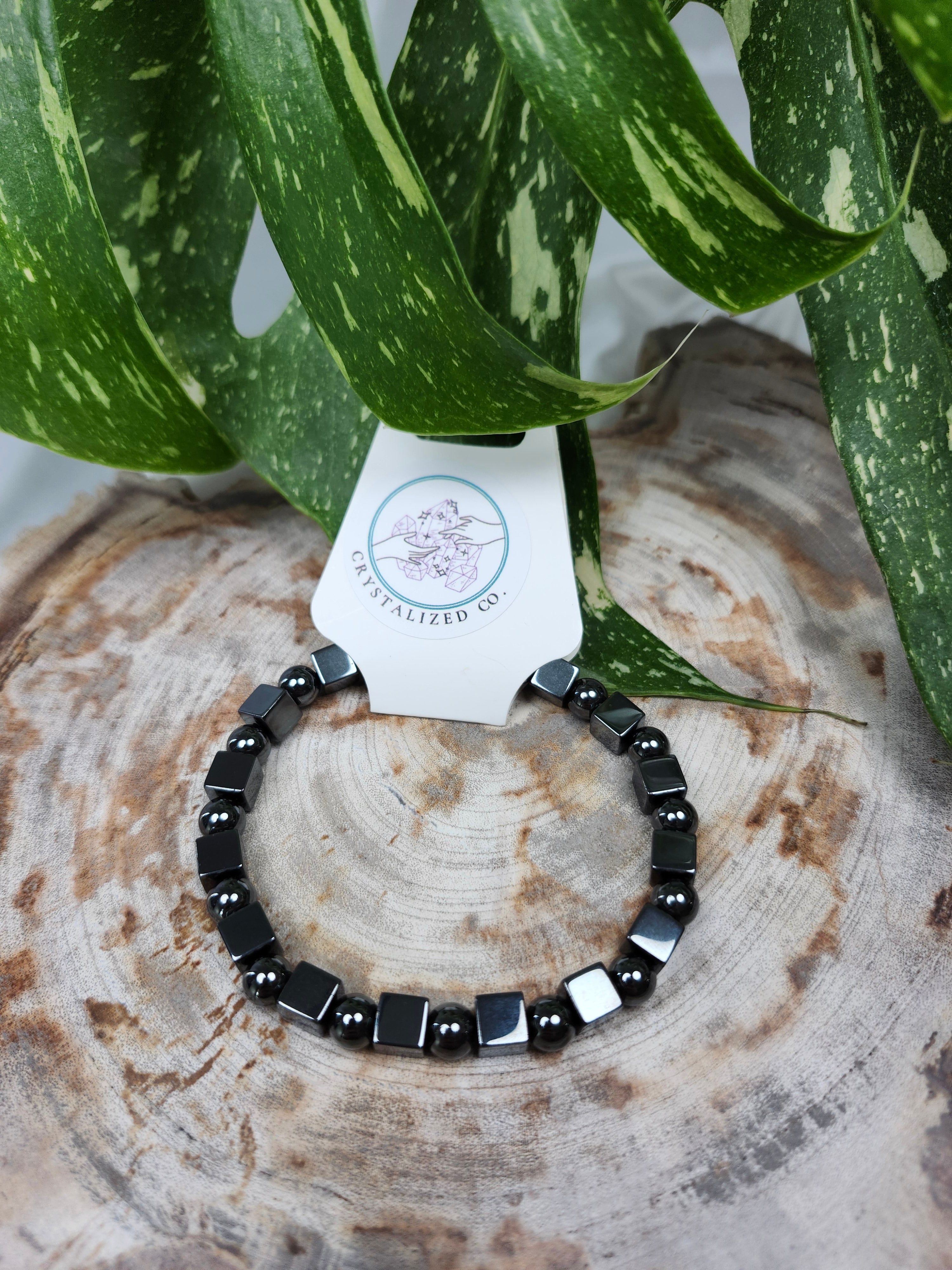 6MM HEMATITE CUBE BRACELET