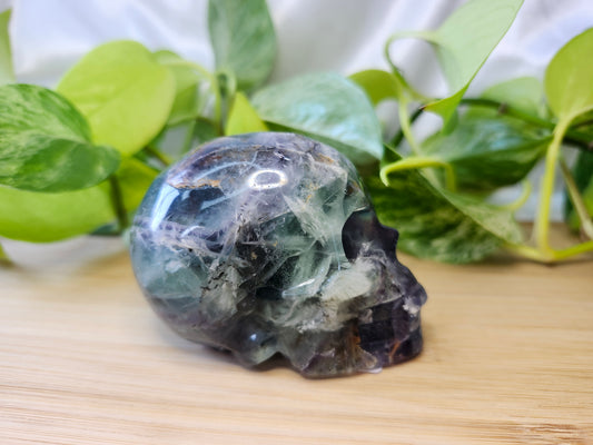 FEATHER FLUORITE SKULL