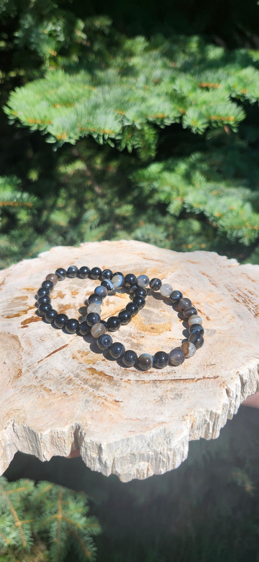 8mm BLACK AGATE BRACELET