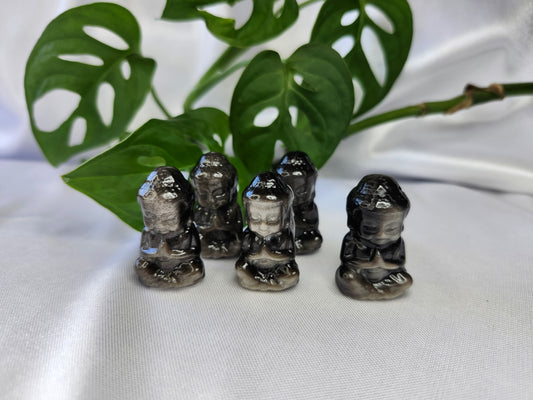 SILVER SHEEN OBSIDIAN BUDDHA