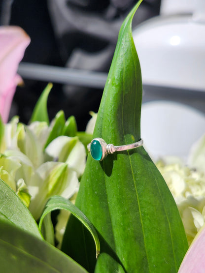 S7.5 GREEN ONYX .925 STERLING SILVER