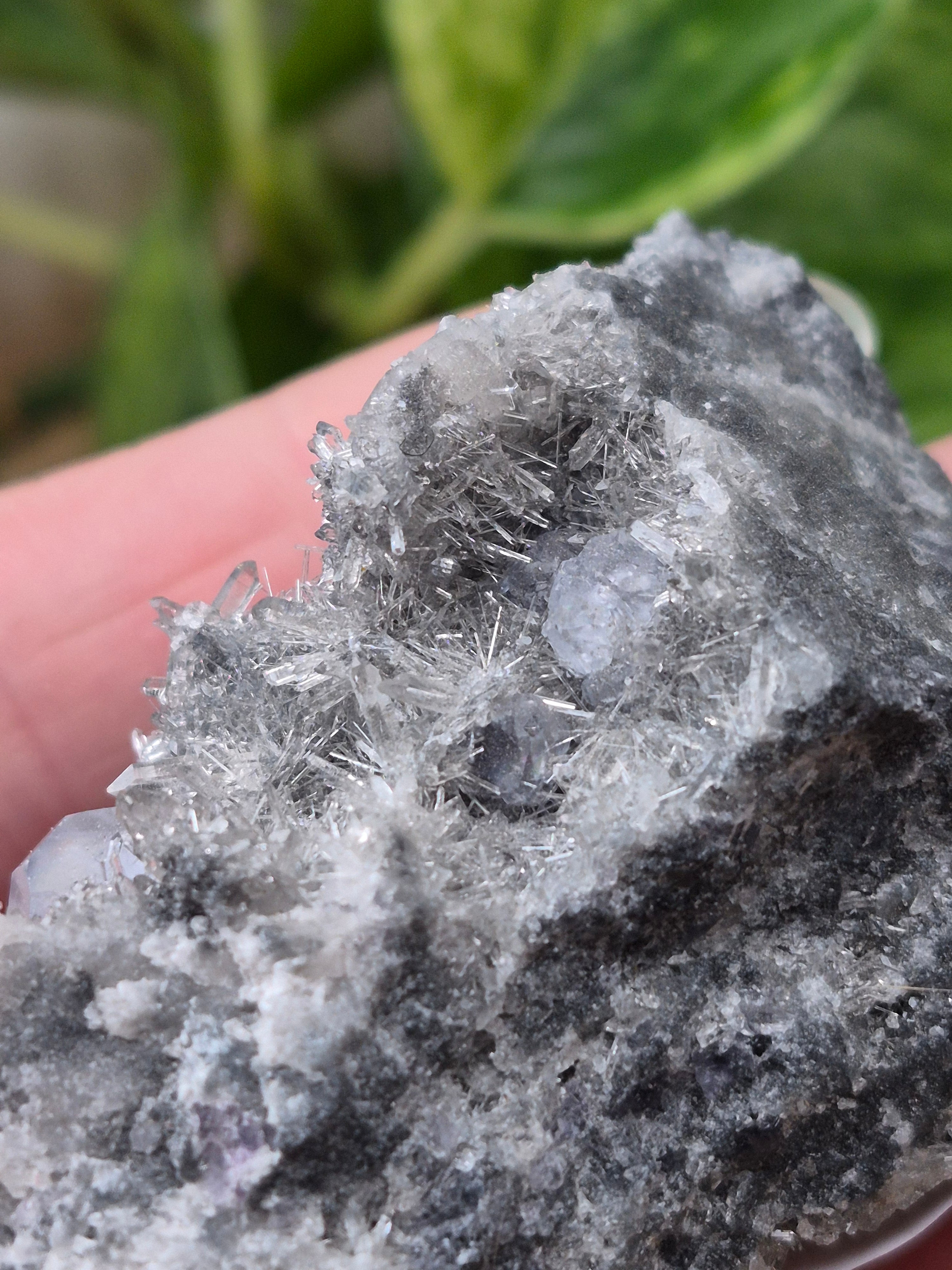 NEEDLE QUARTZ WITH FLUORITE CLUSTER