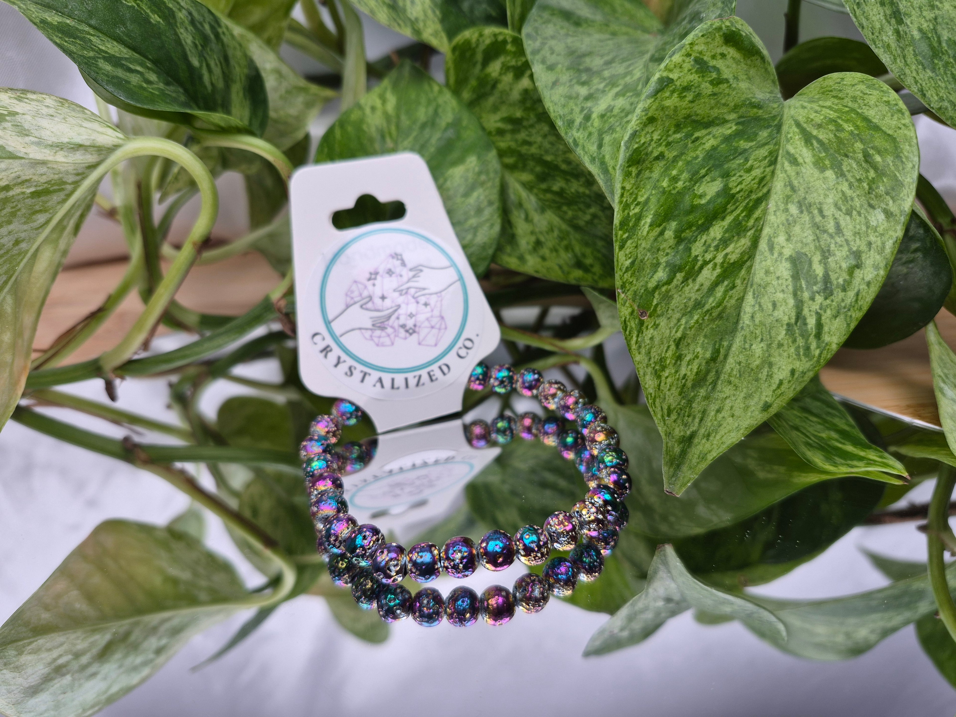 6MM ELECTROPLATED LAVA STONE BRACELET