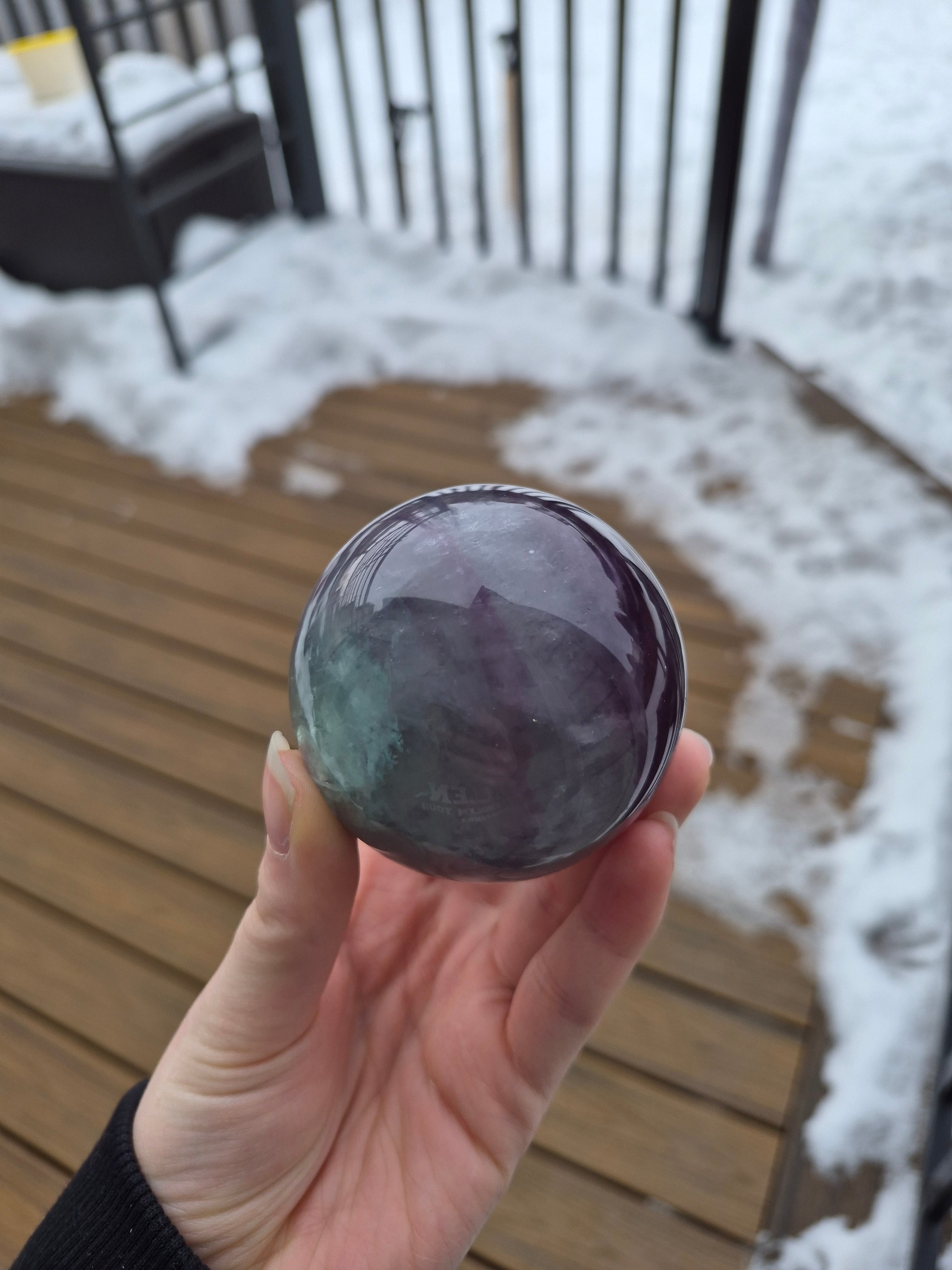 FLUORITE SPHERE W/LIGHT STAND