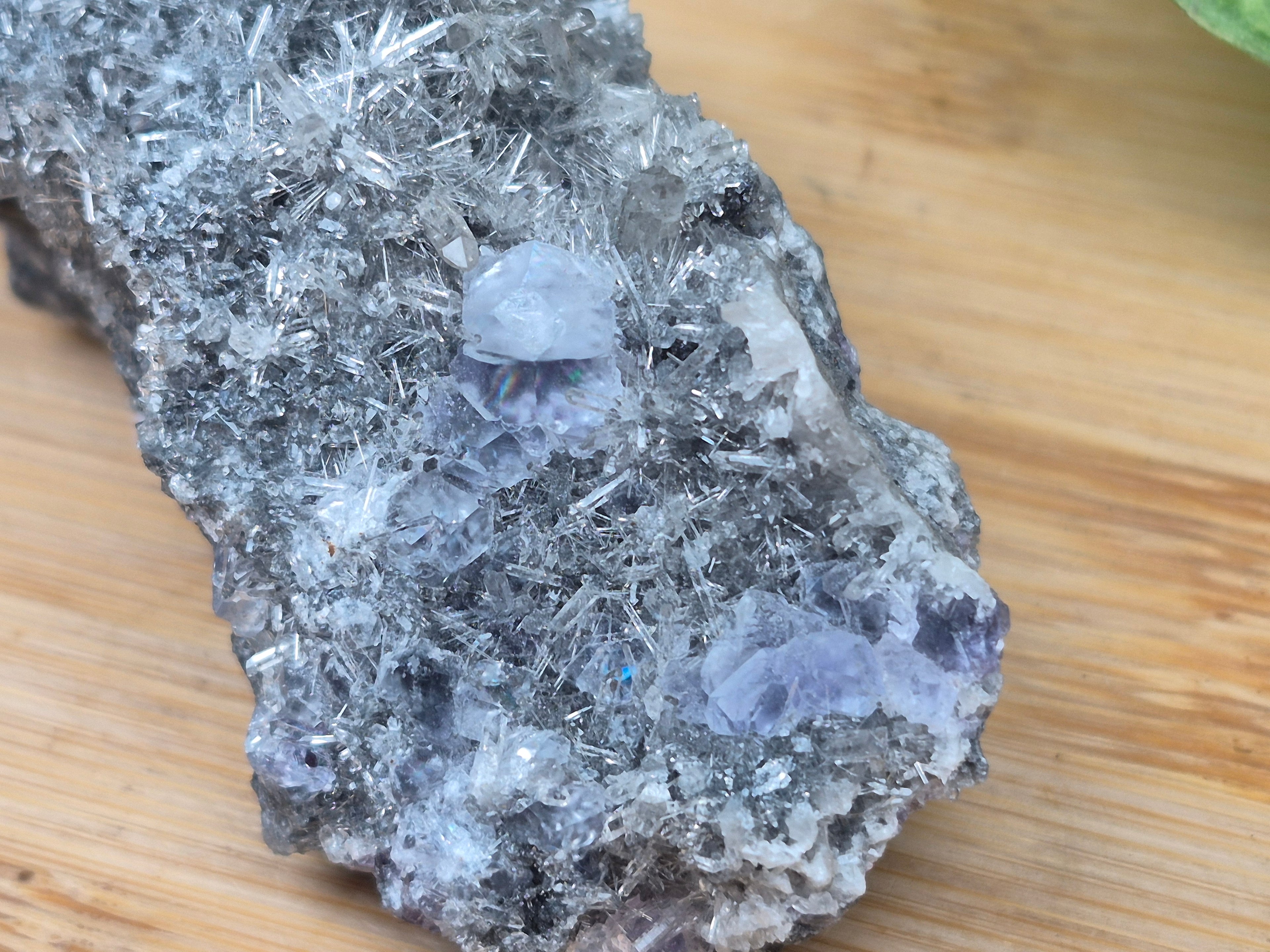 NEEDLE QUARTZ WITH FLUORITE CLUSTER