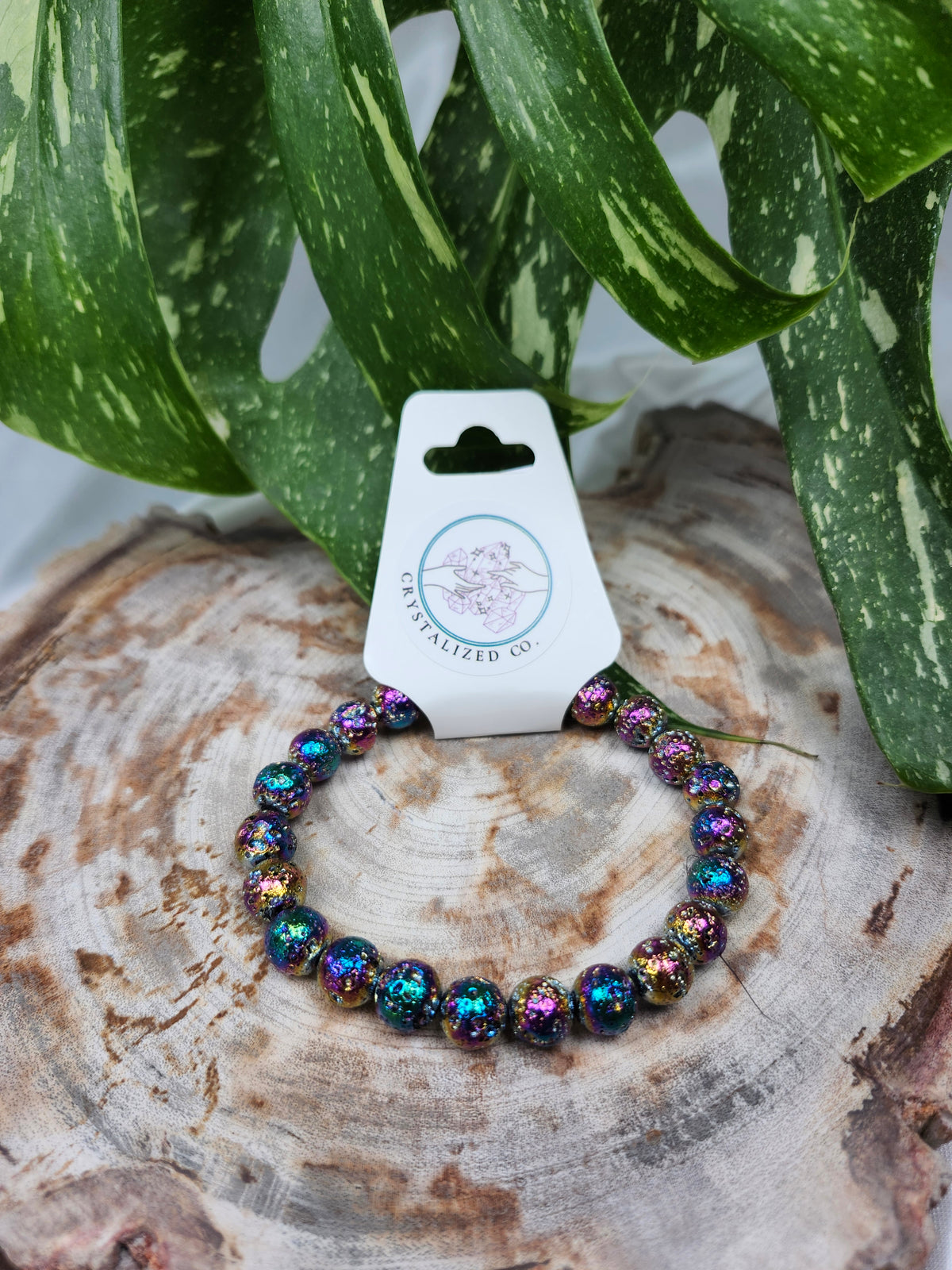 8mm ELECTROPLATED LAVA STONE BRACELET
