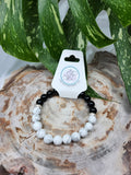 8MM HOWLITE & OBSIDIAN BRACELET