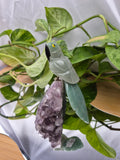 GREEN AVENTURINE PARROT ON AMETHYST BASE
