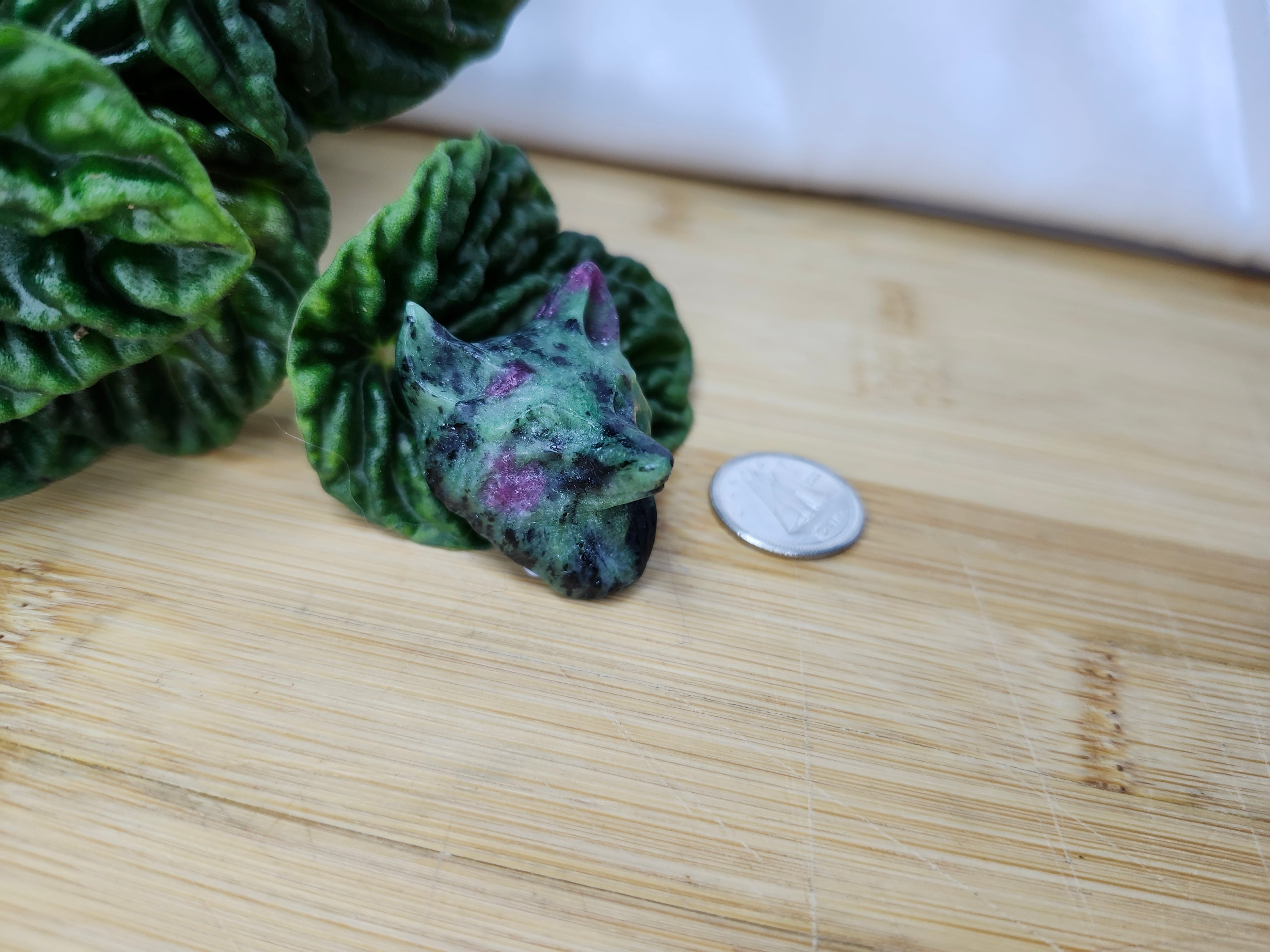 RUBY ZOISITE WOLF HEAD