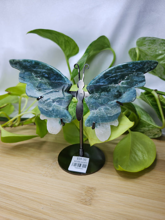 MOSS AGATE BUTTERFLY WINGS