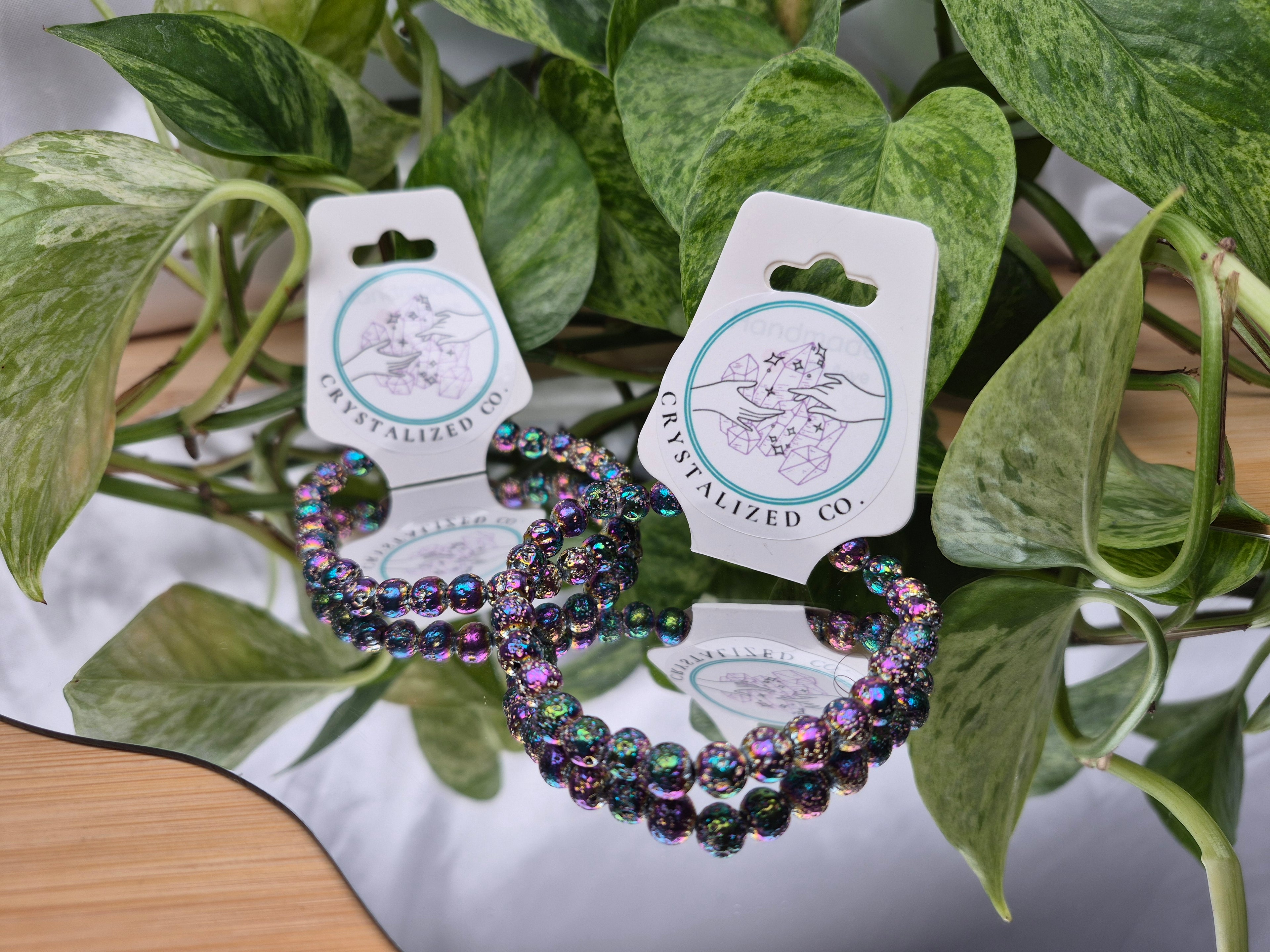 6MM ELECTROPLATED LAVA STONE BRACELET