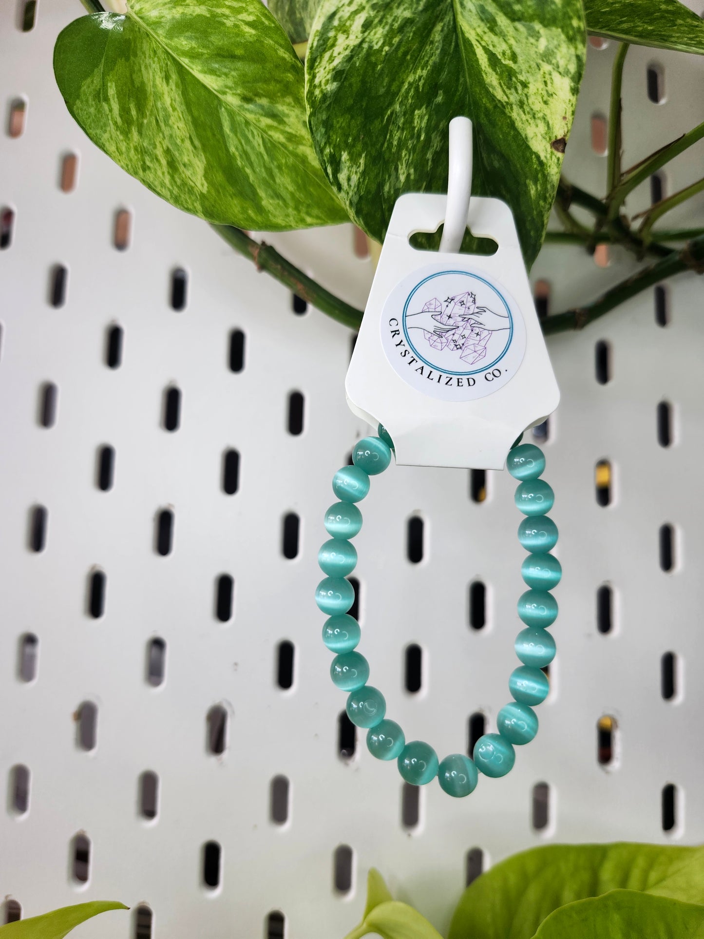 8mm TEAL CATS EYE BRACELET