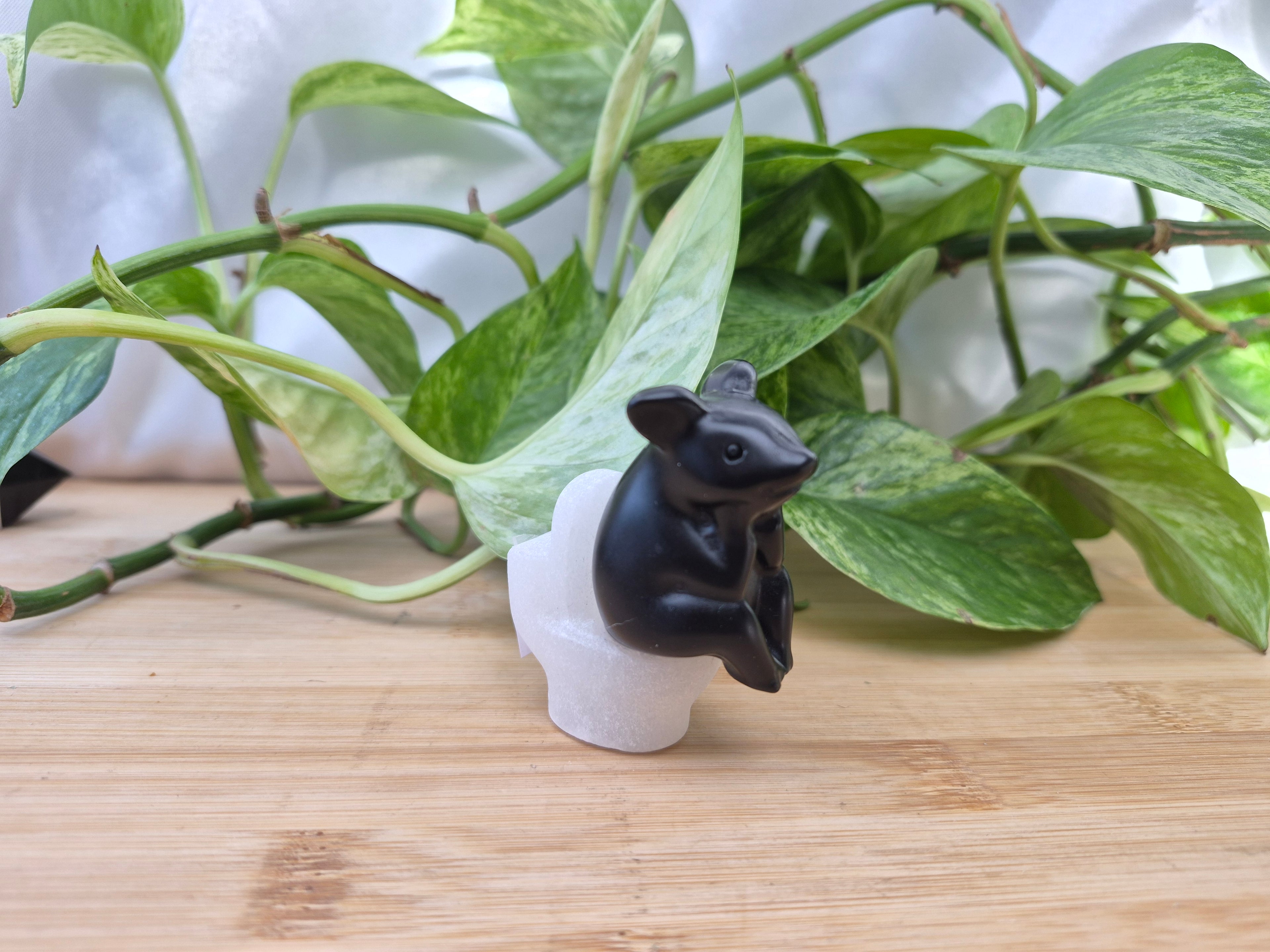 OBSIDIAN PIG ON JADE TOILET