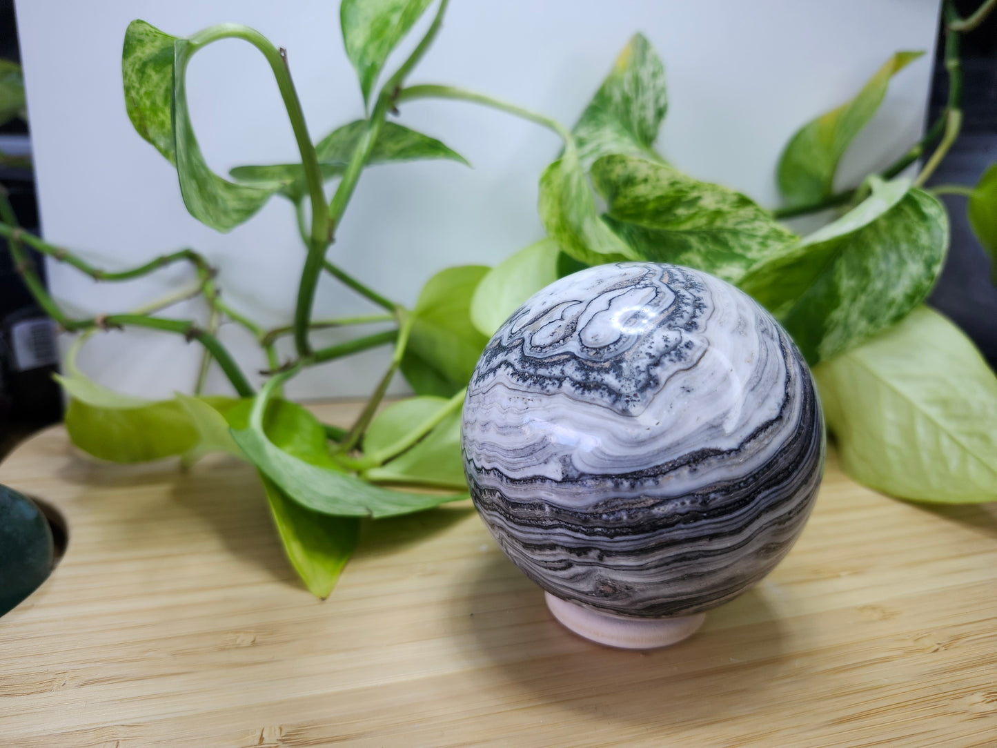 BLACK PHANTOM CALCITE SPHERE