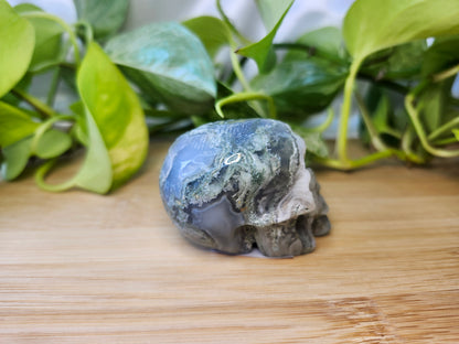 MOSS AGATE SKULL