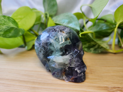 FEATHER FLUORITE SKULL