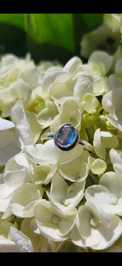 S8 LABRADORITE RING .925 STERLING SILVER