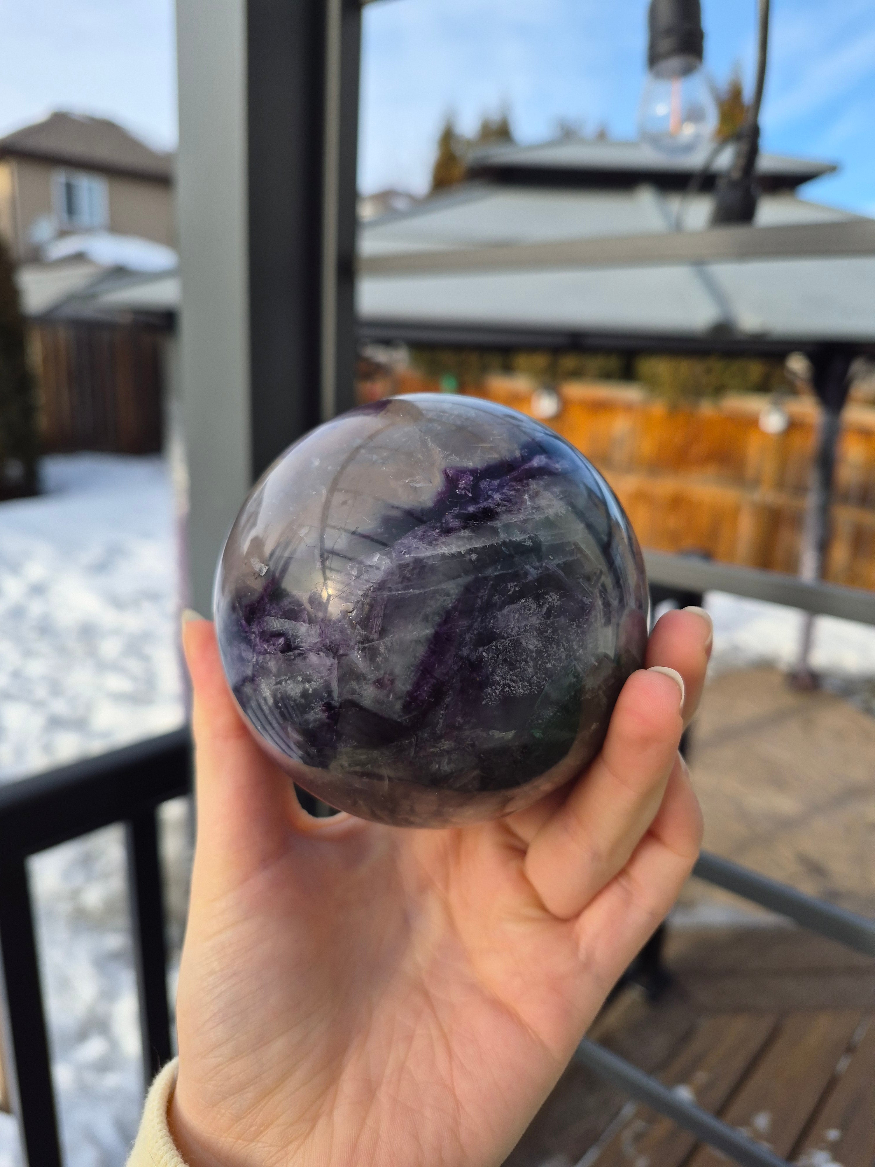 RAINBOW FLUORITE SPHERE WITH STAND