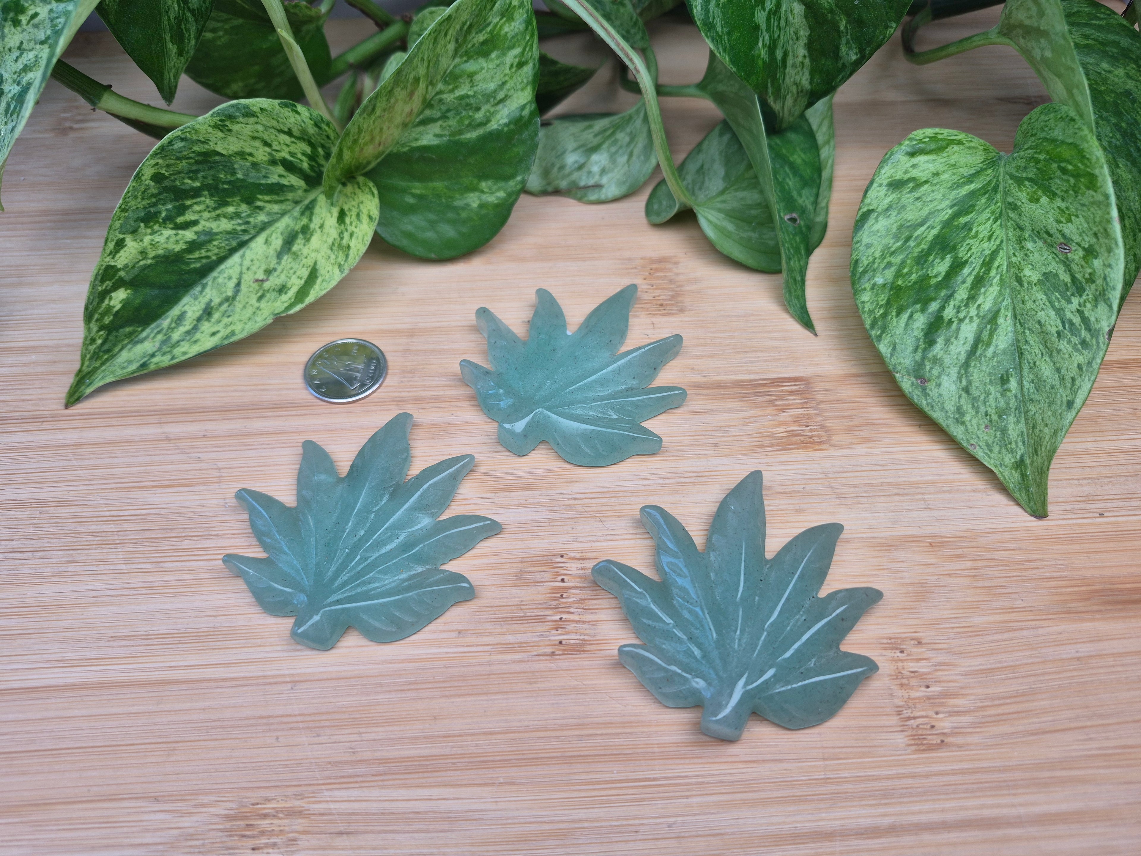 GREEN AVENTURINE HEMP LEAF