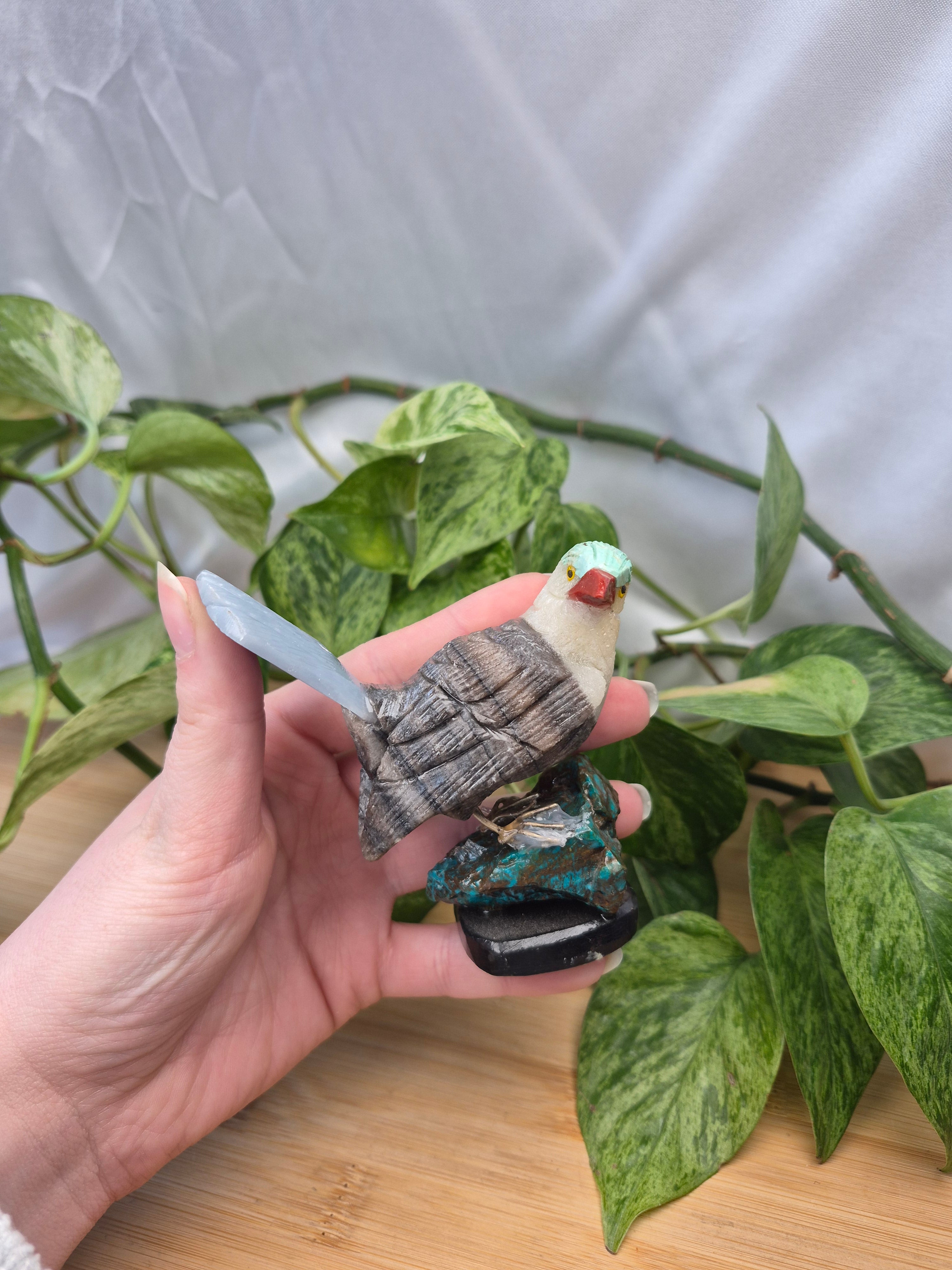 MIXED CRYSTAL EAGLE ON CHRYSCOLLA