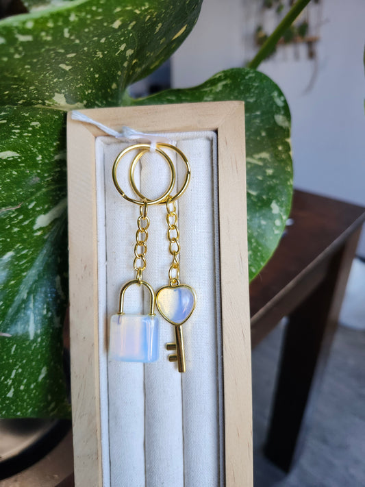 OPALITE LOCK AND KEY KEYCHAIN SET