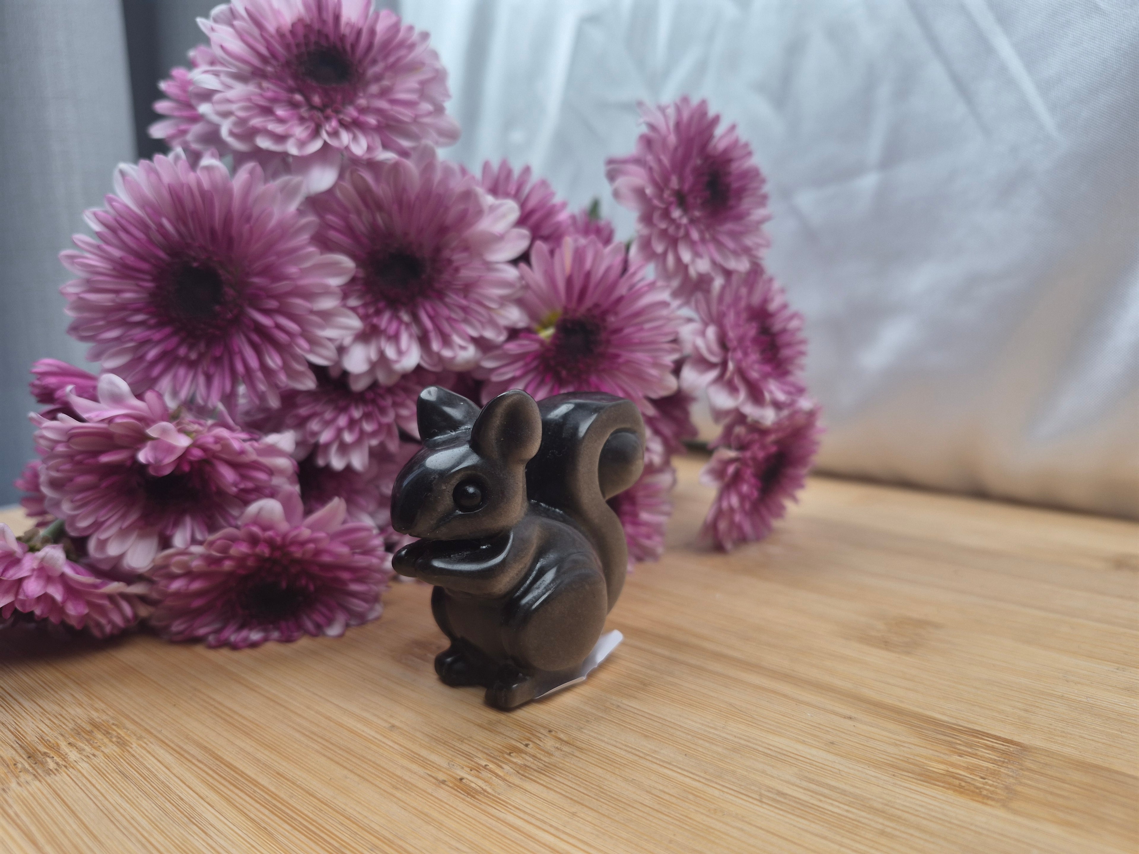SILVER SHEEN OBSIDIAN SQUIRREL