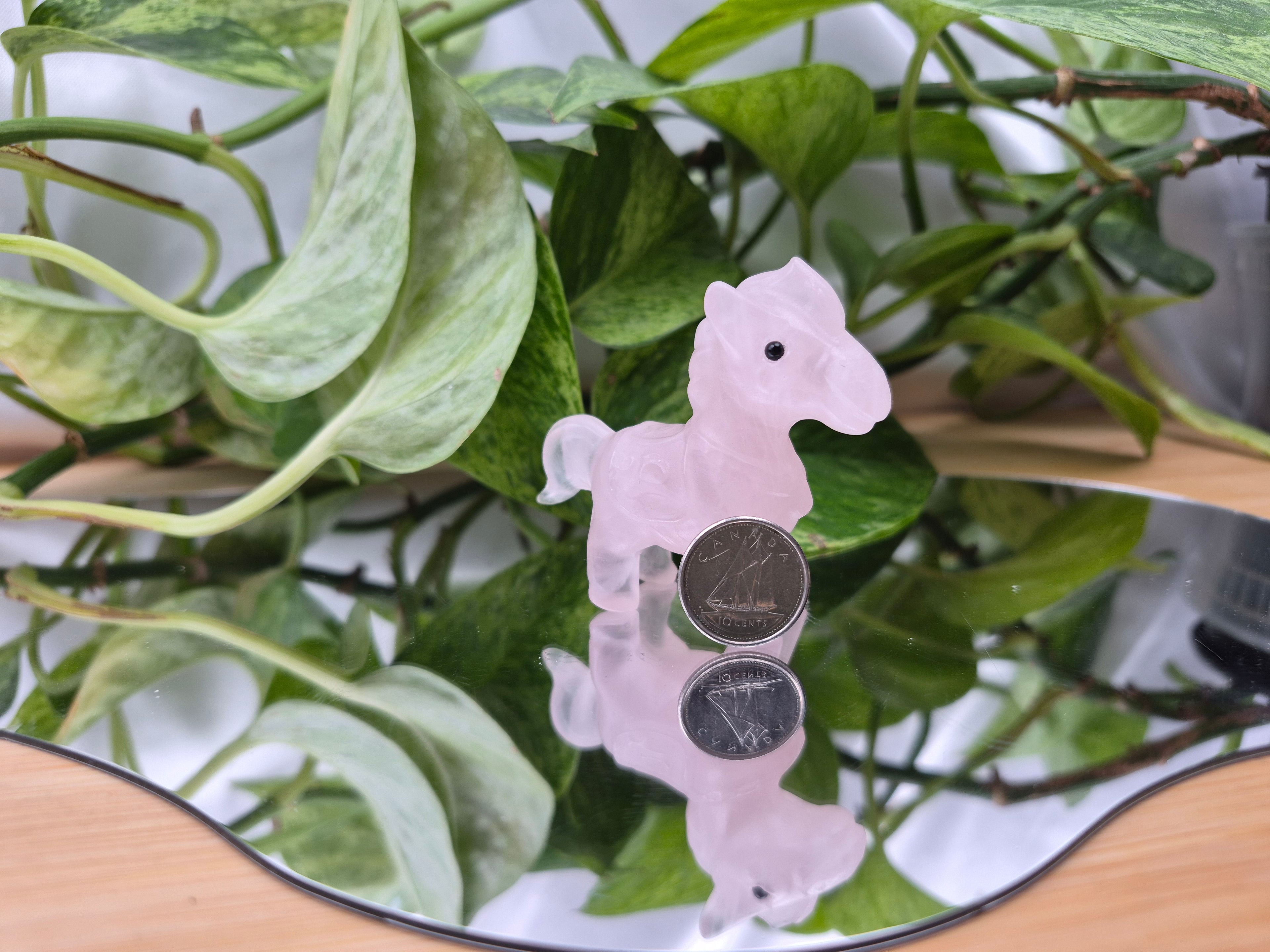 ROSE QUARTZ HORSE WITH SADDLE