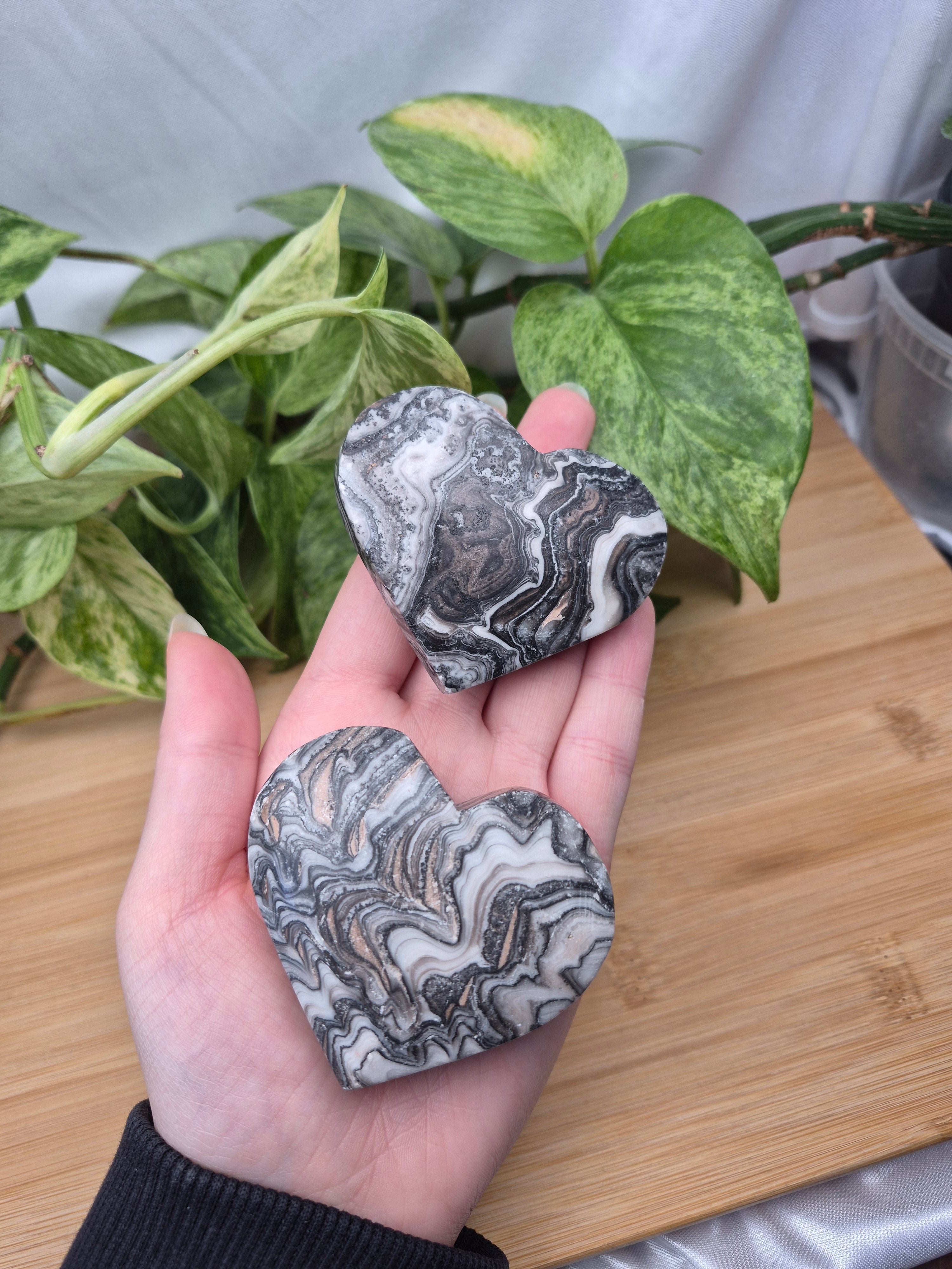 BLACK PHANTOM CALCITE HEART