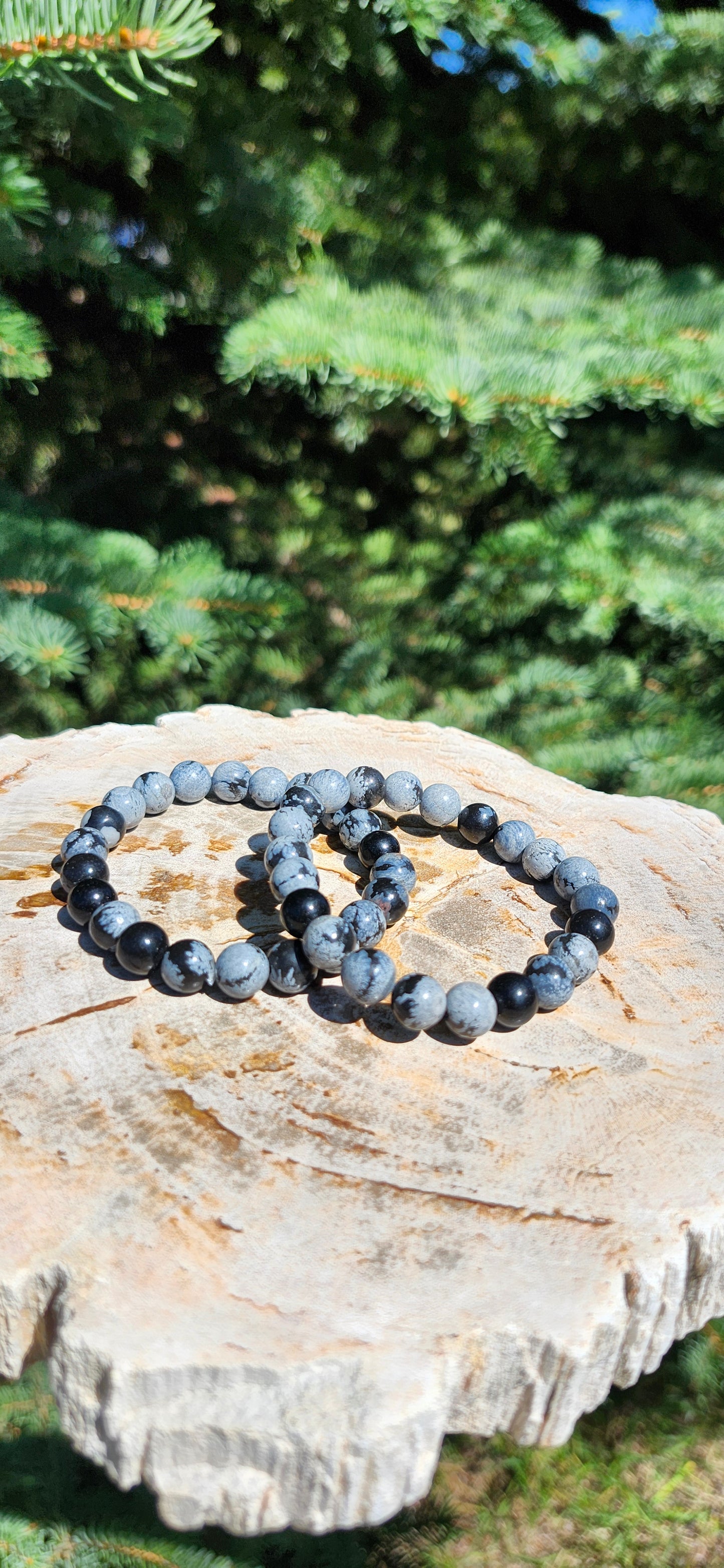 8mm SNOWFLAKE OBSIDIAN BRACELET