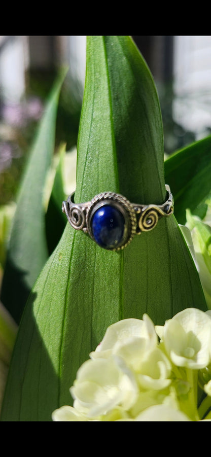 S9 LAPIS LAZULI RING .925 STERLING SILVER