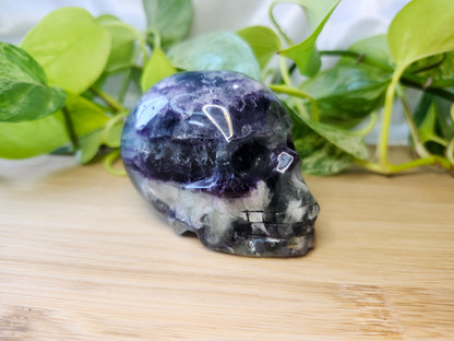 FEATHER FLUORITE SKULL