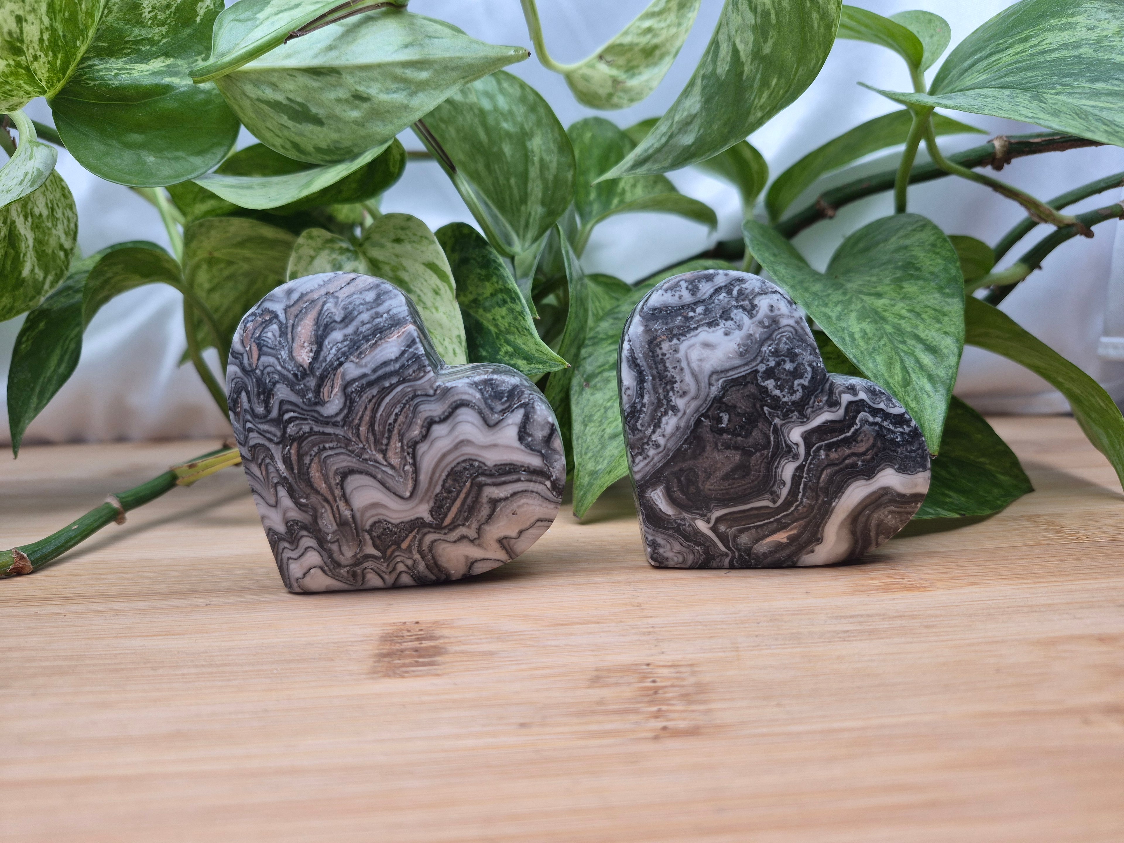 BLACK PHANTOM CALCITE HEART