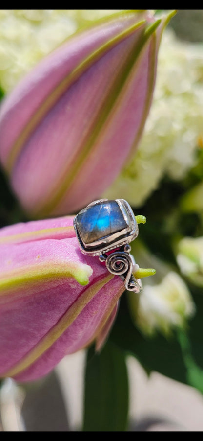 S6.5 LABRADORITE RING .925 STERLING SILVER