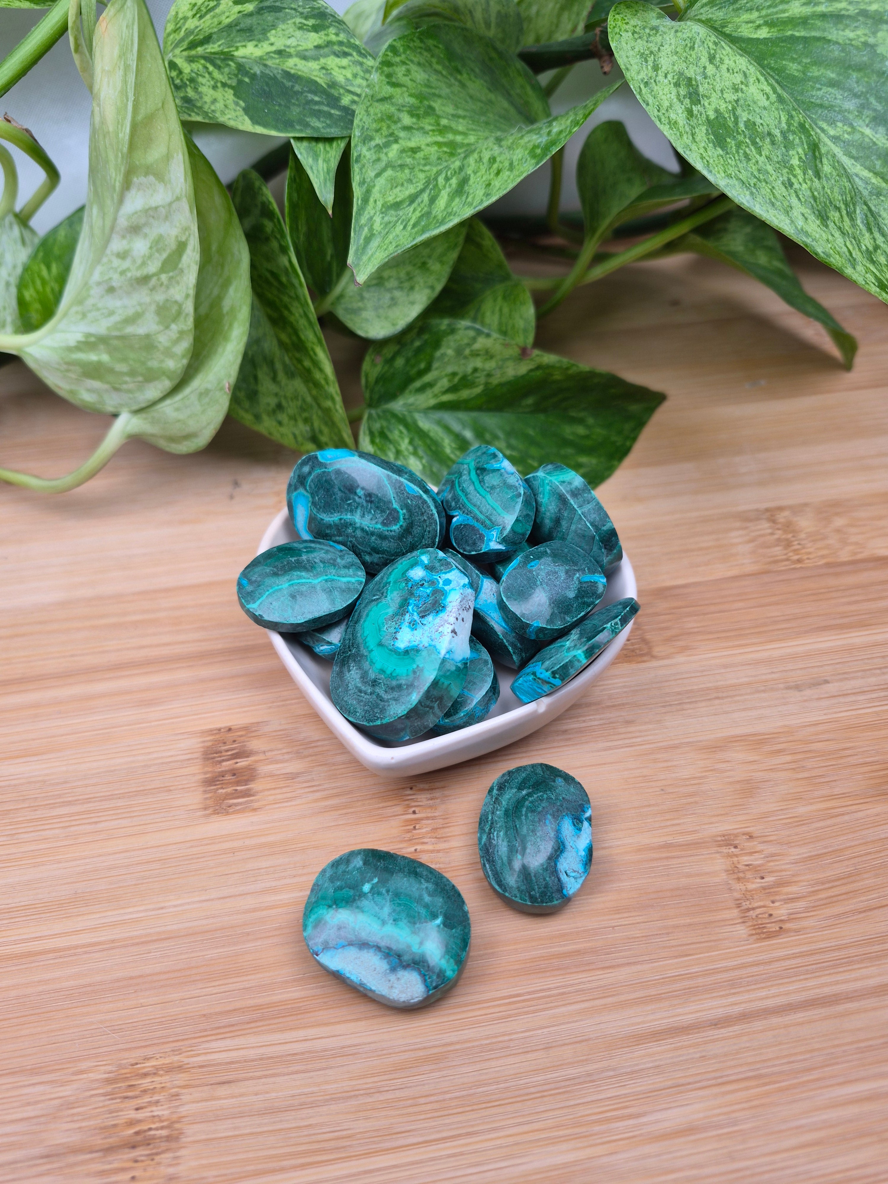 MALACHITE AND CHRYSOCOLLA PALM STONE