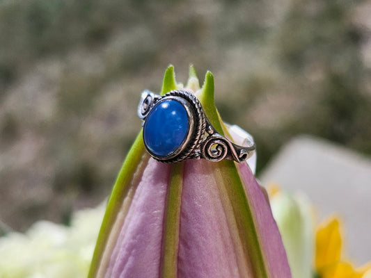 S6.25 BLUE CHALCEDONY RING .925 STERLING SILVER