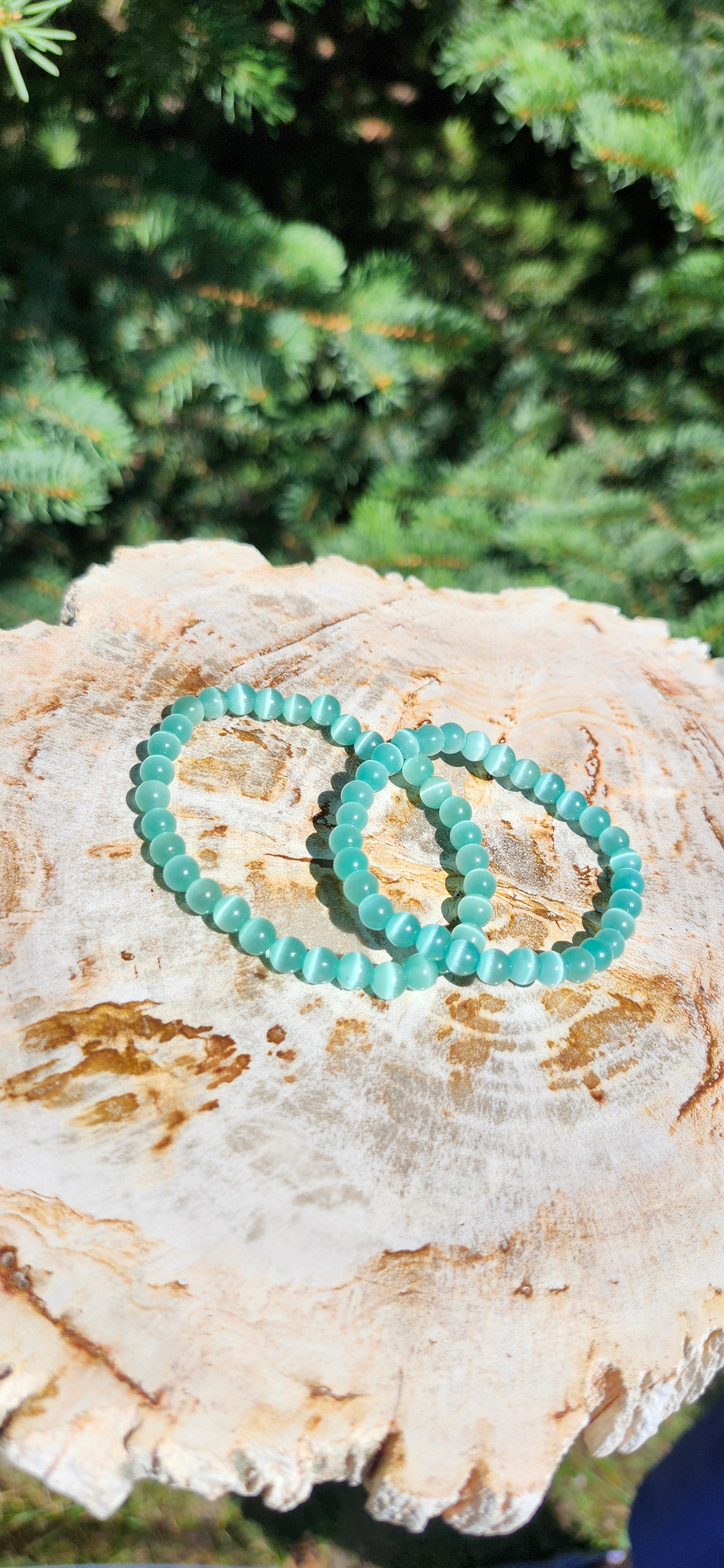 6mm GREEN CAT'S EYE BRACELET