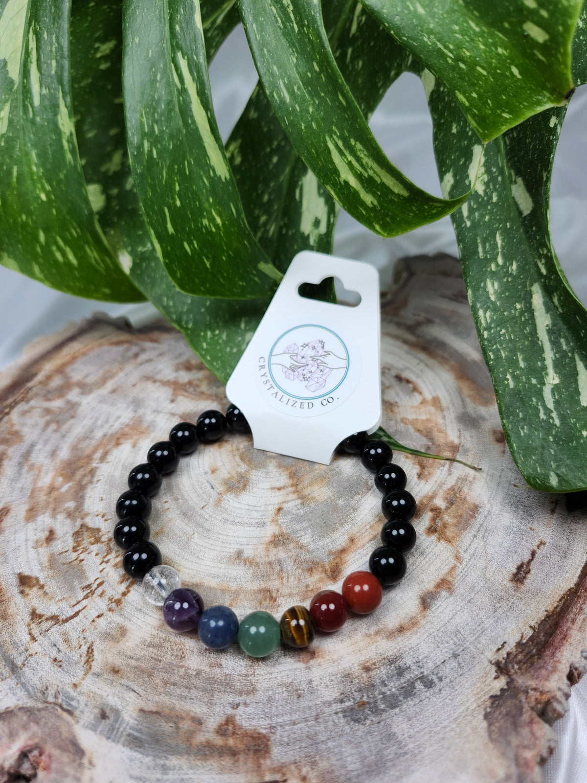 8mm OBSIDIAN CHAKRA BRACELET