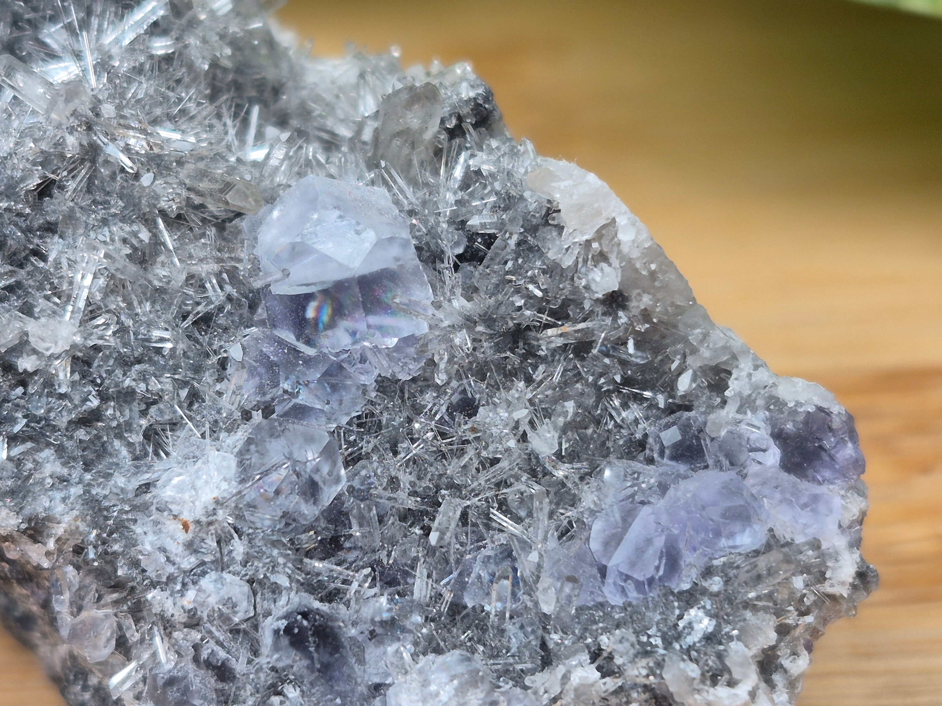 NEEDLE QUARTZ WITH FLUORITE CLUSTER